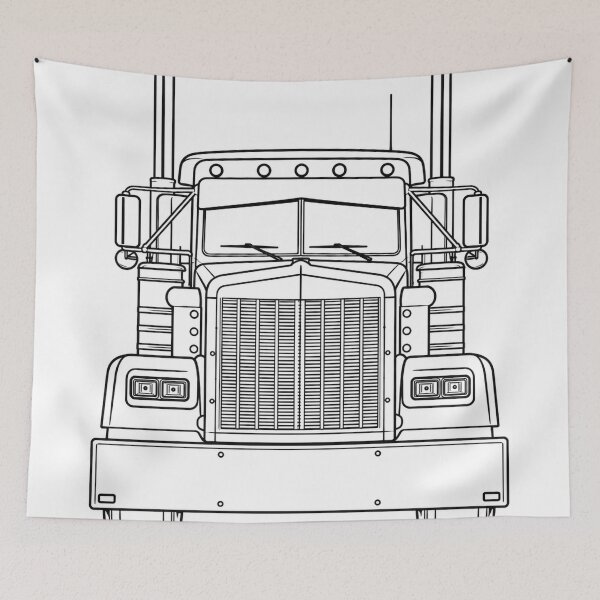 Item preview, Classic American Semi Truck – Front View Line Art designed and sold by ElceMare.