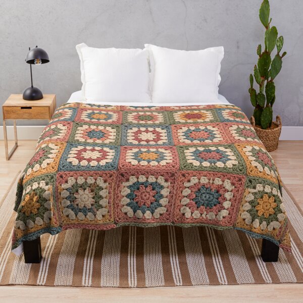 Item preview, Vintage Crochet Granny Square Floral Pattern designed and sold by blankTeeShirt.