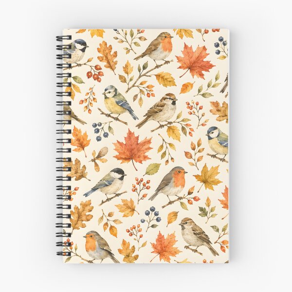 Item preview, Autumn Birds & Colorful Leaves Watercolor Pattern designed and sold by blankTeeShirt.