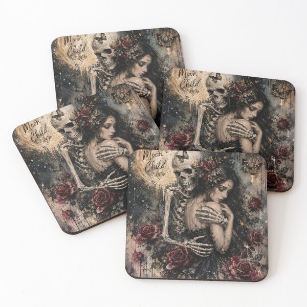 Item preview, Moon Child – Gothic Skeleton & Dark Feminine Art designed and sold by Thistleinkart.