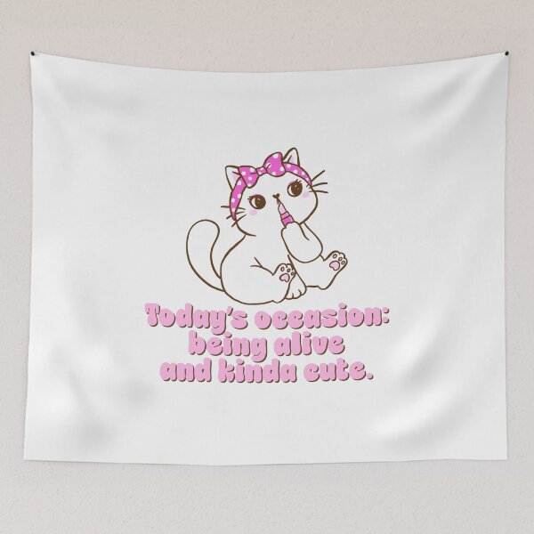 Item preview, Funny Cute Cat Surviving Today Quote designed and sold by jianina-alondra.