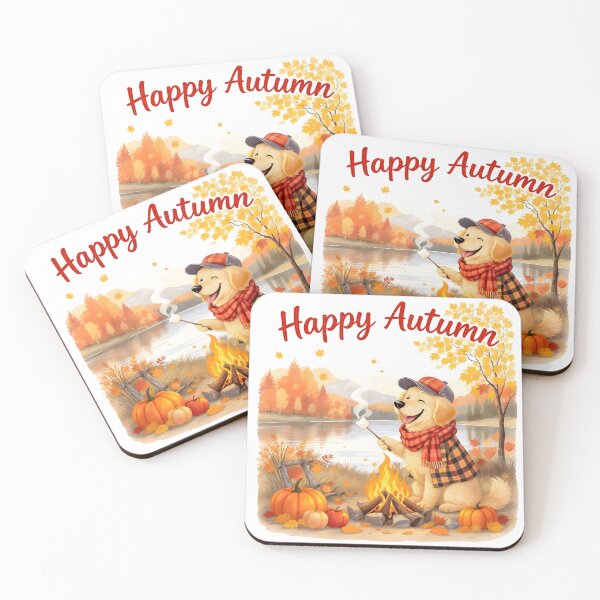 Item preview, Happy Autumn Golden Retriever Art designed and sold by Kedspicedesign.