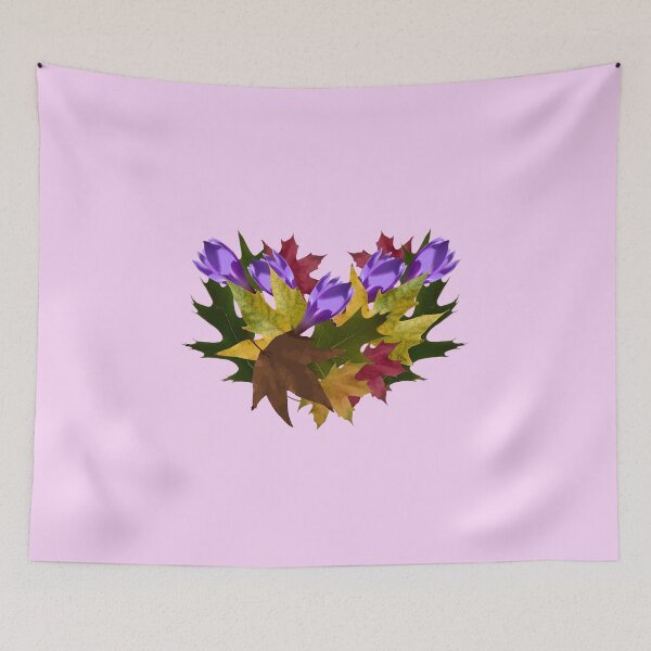 Item preview, Autumn bouquet with purple crocuses and colorful leaves designed and sold by mariya-ivanova.