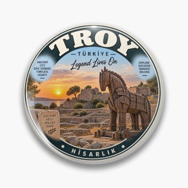 Item preview, Troy Turkey Vintage Travel Badge – Trojan Horse Retro Souvenir designed and sold by DreamPaw Studio.
