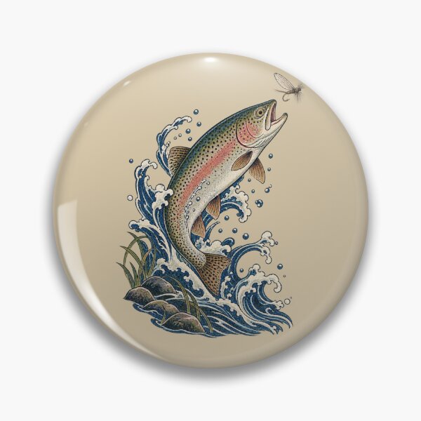 Item preview, Rainbow Trout Taking the Fly – Japanese Woodblock Fishing Art designed and sold by Planthem.
