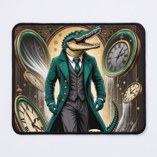 Item preview, Master Your Time – Surreal Alligator Steampunk Illustration designed and sold by Dogandesighn.