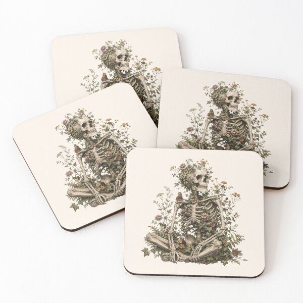 Item preview, Memento Mori Floral Skeleton - Gothic Botanical Vintage Anatomy Art designed and sold by Knacky Print.