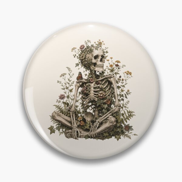Item preview, Esqueleto floral Memento Mori - Arte anatómico botánico gótico vintage designed and sold by Knacky Print.