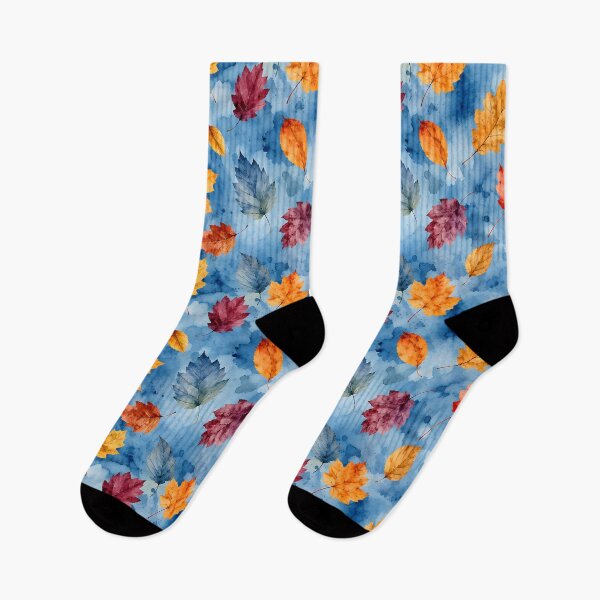 Artikelvorschau, Herbstblätter auf blauem Aquarellhintergrund entworfen und verkauft von blankTeeShirt.
