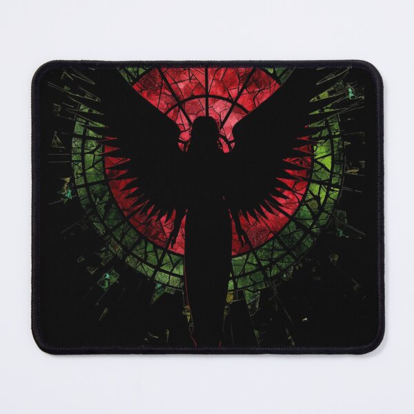 Item preview, Gothic Stained Glass Angel Silhouette Dark Cathedral Art designed and sold by VintageManiac.
