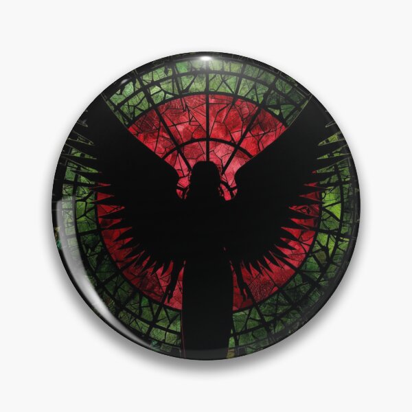 Item preview, Gothic Stained Glass Angel Silhouette Dark Cathedral Art designed and sold by VintageManiac.