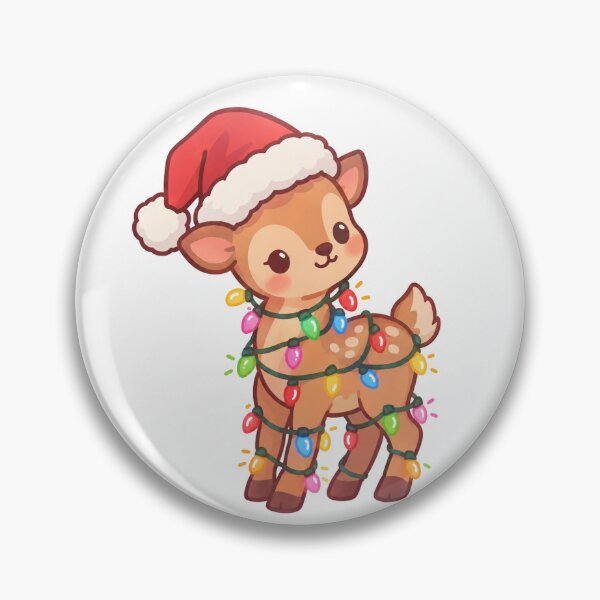 Item preview, Cute Christmas Fawn with Santa Hat – Kawaii Woodland Holiday Cartoon designed and sold by mayatA-rt.