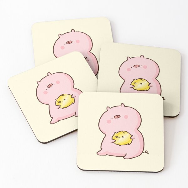Item preview, Cute Pig Hugging Golden Piggy Bank designed and sold by Chunu Doodles.
