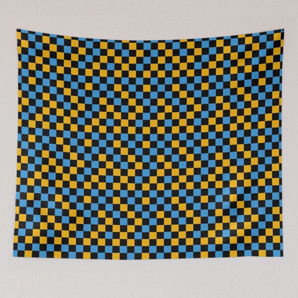 Item preview, Blue Yellow and Black Checkered Design   designed and sold by PatternTitan.