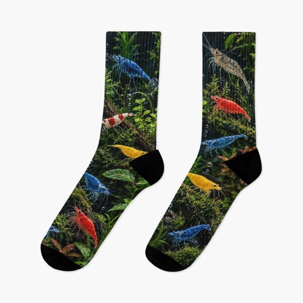 Item preview, Freshwater Shrimp Socks Aquarium Keeper Colourful Crustacean Gift designed and sold by ArcanePrintsxo.