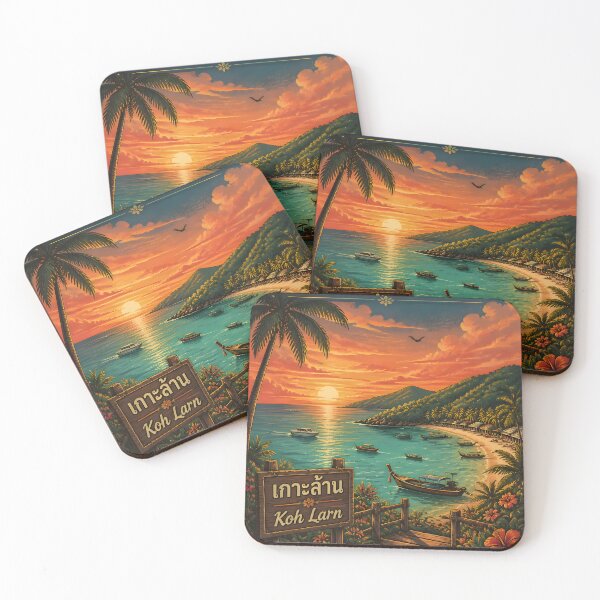 Item preview, Koh Larn Sunset Retro – Tropical Island Thailand designed and sold by Spirit of Siam.