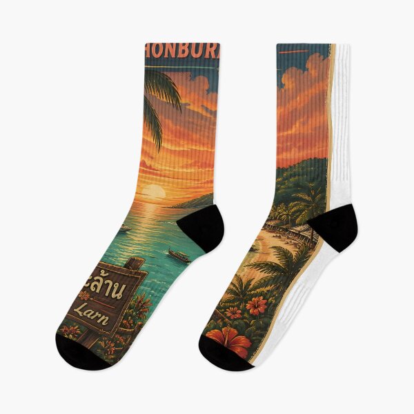 Item preview, Koh Larn Sunset Retro – Tropical Island Thailand designed and sold by Spirit of Siam.