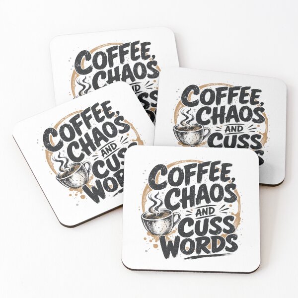 Item preview, Coffee Chaos and Cuss Words - Funny Coffee Lover Quote designed and sold by Uglyandcute.