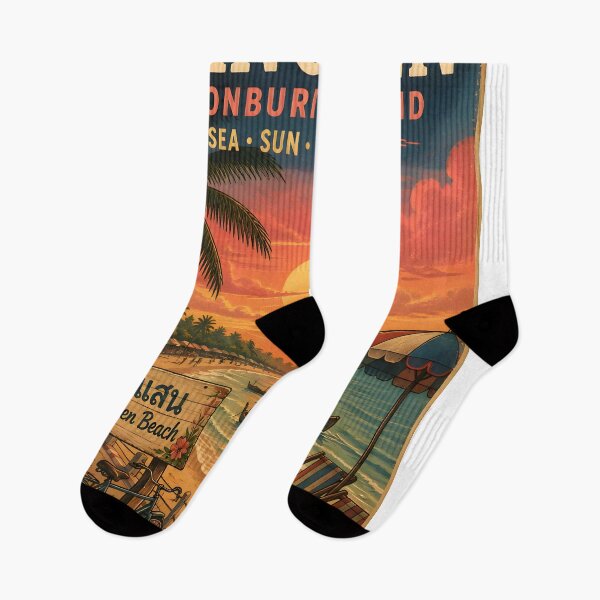 Item preview, Bangsaen Sunset Retro – Beach Life Thailand designed and sold by Spirit of Siam.