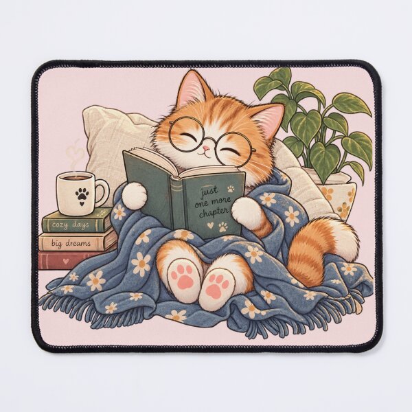 Item preview, Cozy Cat Reading Book Just One More Chapter Orange Tabby designed and sold by Artemis & Woven Collective.