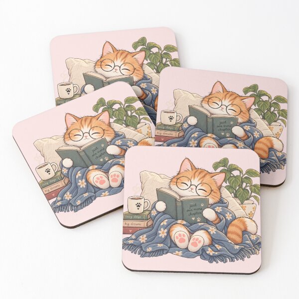 Item preview, Cozy Cat Reading Book Just One More Chapter Orange Tabby designed and sold by Artemis & Woven Collective.
