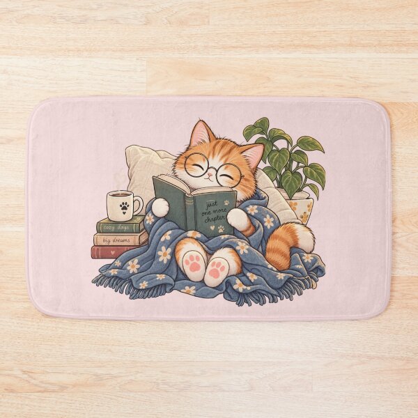 Item preview, Cozy Cat Reading Book Just One More Chapter Orange Tabby designed and sold by Artemis & Woven Collective.