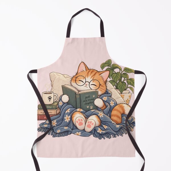 Item preview, Cozy Cat Reading Book Just One More Chapter Orange Tabby designed and sold by Artemis & Woven Collective.