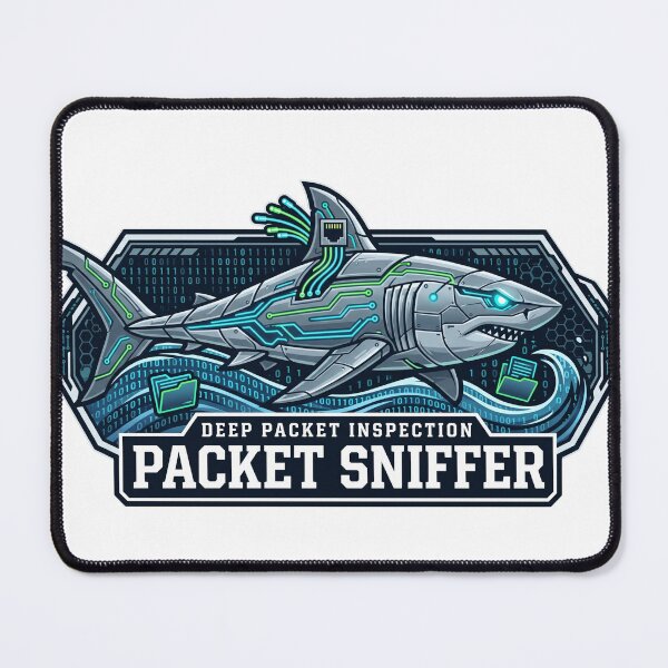 Item preview, Packet Sniffer Deep Packet Inspection Wireshark Cyber Shark Badge designed and sold by TechNexusPrints.
