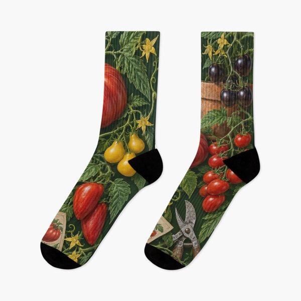 Item preview, Heritage Tomato Socks Garden Grower Allotment Gift Pattern designed and sold by ArcanePrintsxo.