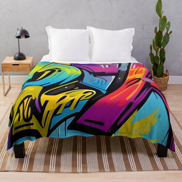 Item preview, Scarlet Red & Violet Wildstyle - Cyan Blue Street Art Mural | 089 designed and sold by City Graffix Design Co..