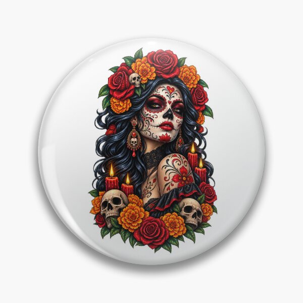 Item preview, Gothic Sugar Skull Catrina – Day of the Dead Floral Design designed and sold by PlumArtDesign.