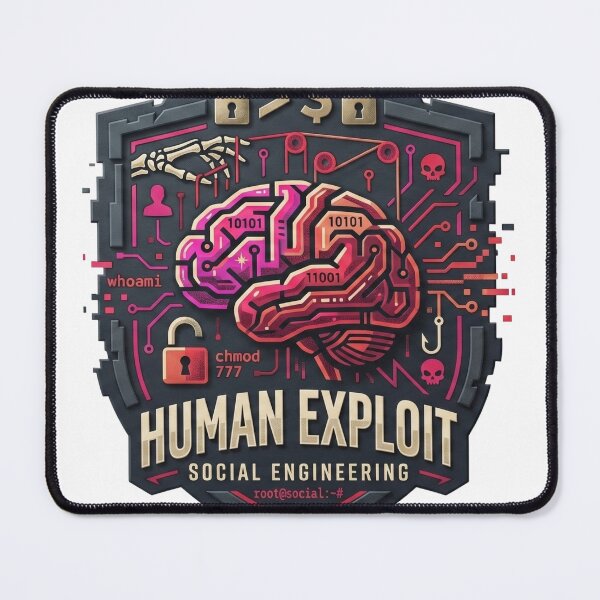 Item preview, Social Engineering Human Exploit Ethical Hacker Brain Badge designed and sold by TechNexusPrints.