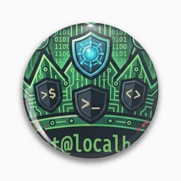 Item preview, Insignia de administrador del sistema para escalada de privilegios de Linux de Cyber Crown Linux (root, localhost, Cyber Crown, Linux) designed and sold by TechNexusPrints.