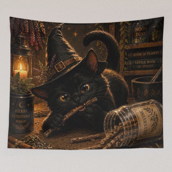 Item preview, Silvervine Thief - Black Cat Familiar in Witch's Apothecary designed and sold by FriskyLemur.