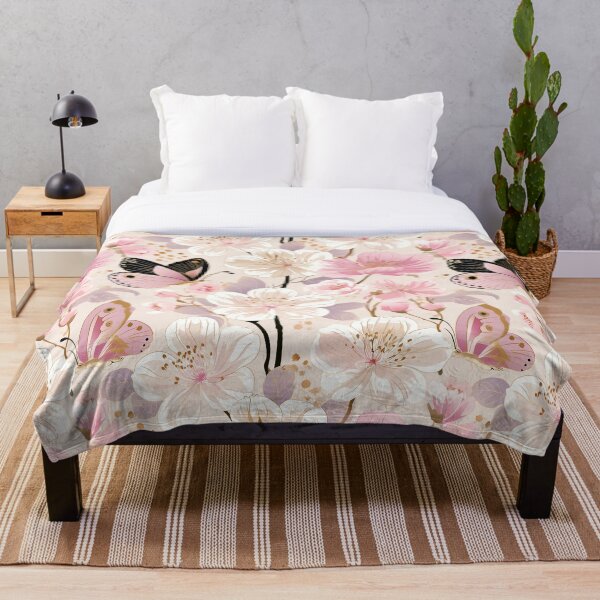 Item preview, Romantic Cherry Blossom Butterfly Botanical Pattern designed and sold by haleymaree.