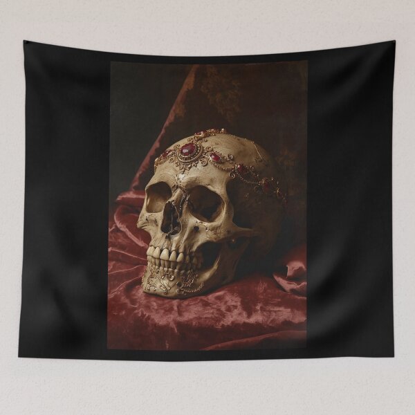 Item preview, Baroque Memento Mori Gem Encrusted Skull Fine Art designed and sold by VintageManiac.