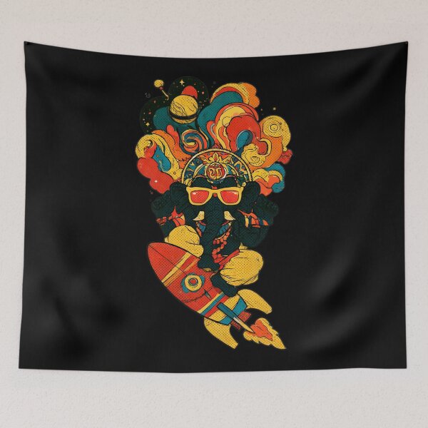 Item preview, Cool Elephant Blessing Pose Orange Rocket Orange Lens Psychedelic Pop Art designed and sold by PANNARUK THAILAND.