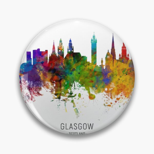 Artikelvorschau, Glasgow Skyline – Farbenfrohe Aquarellkunst einer schottischen Stadt entworfen und verkauft von Thistleinkart.