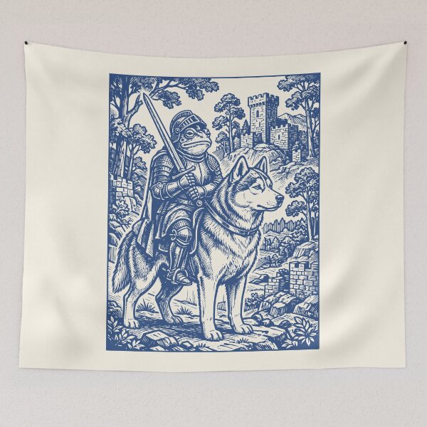 Item preview, Frog Knight Husky Rider Vintage Medieval Dog   designed and sold by Y-Vibes.