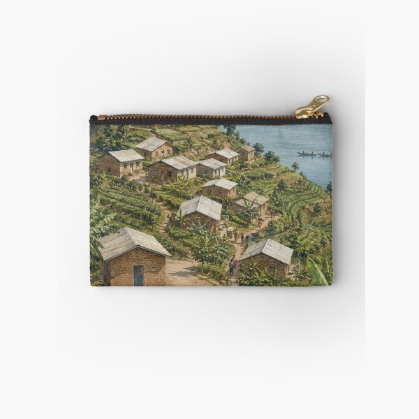 Item preview, Lake Kivu Hillside Village Digital Watercolour designed and sold by FurusatoGallery.
