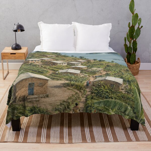 Item preview, Lake Kivu Hillside Village Digital Watercolour designed and sold by FurusatoGallery.