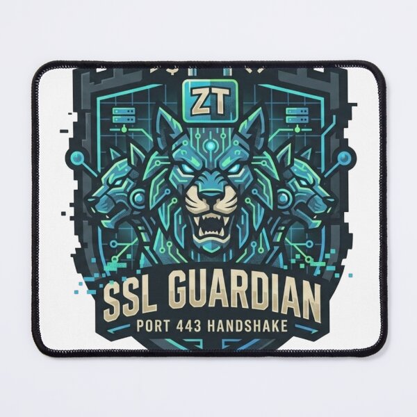 Item preview, SSL Guardian Port 443 Handshake Cerberus Cybersecurity Badge designed and sold by TechNexusPrints.