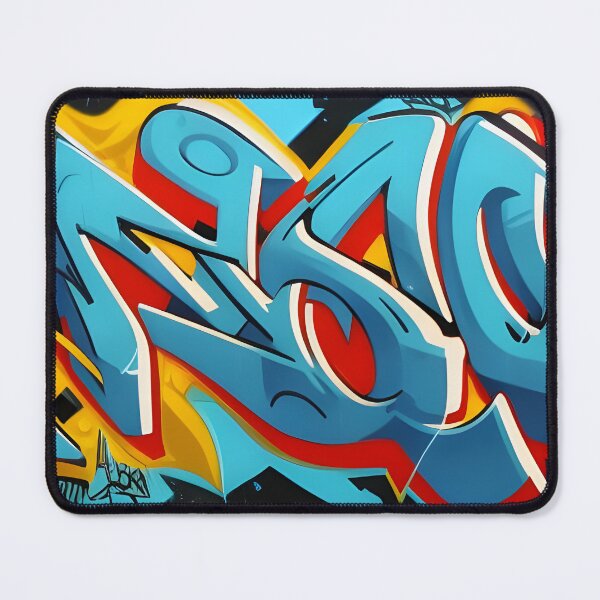 Item preview, Cerulean Blue & Scarlet Red Wildstyle - Golden Yellow Street Mural | 096 designed and sold by City Graffix Design Co..