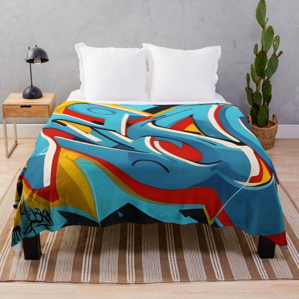Item preview, Cerulean Blue & Scarlet Red Wildstyle - Golden Yellow Street Mural | 096 designed and sold by City Graffix Design Co..