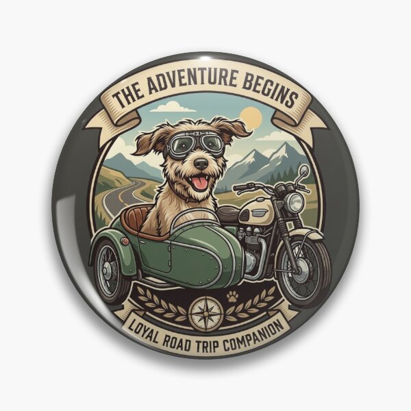 Item preview, Motorcycle Sidecar Dog Vintage Emblem - The Adventure Begins Sticker designed and sold by EfectoCreativo.
