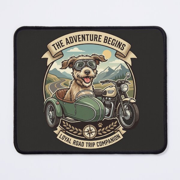 Item preview, Motorcycle Sidecar Dog Vintage Emblem - The Adventure Begins Sticker designed and sold by EfectoCreativo.