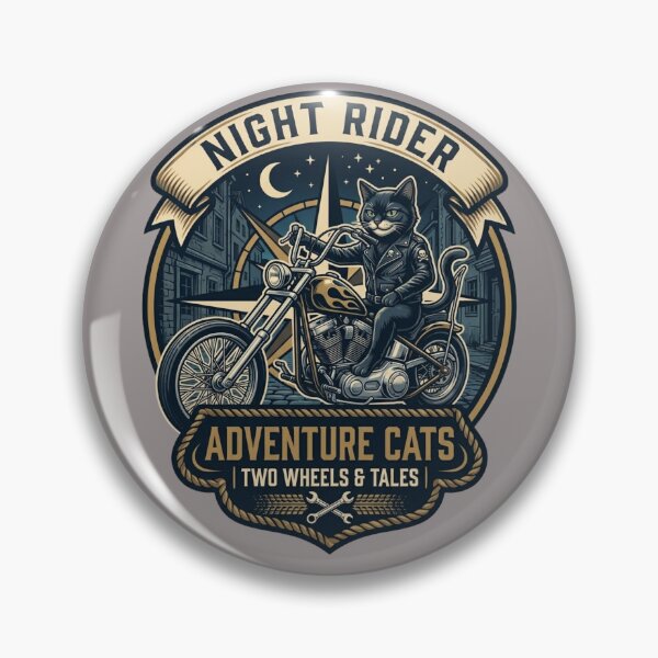 Item preview, Black Cat Biker Motorcycle Vintage Emblem - Night Rider Adventure Cat Sticker designed and sold by EfectoCreativo.