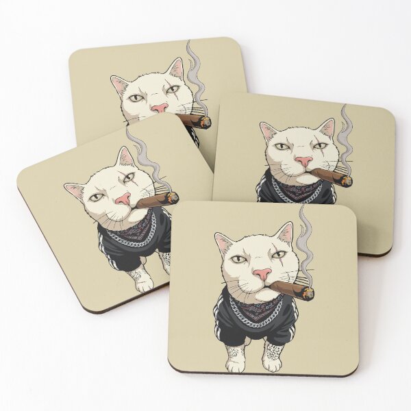 Item preview, Gangster Cat in Tracksuit and Tattoos designed and sold by BrownHorse90s.