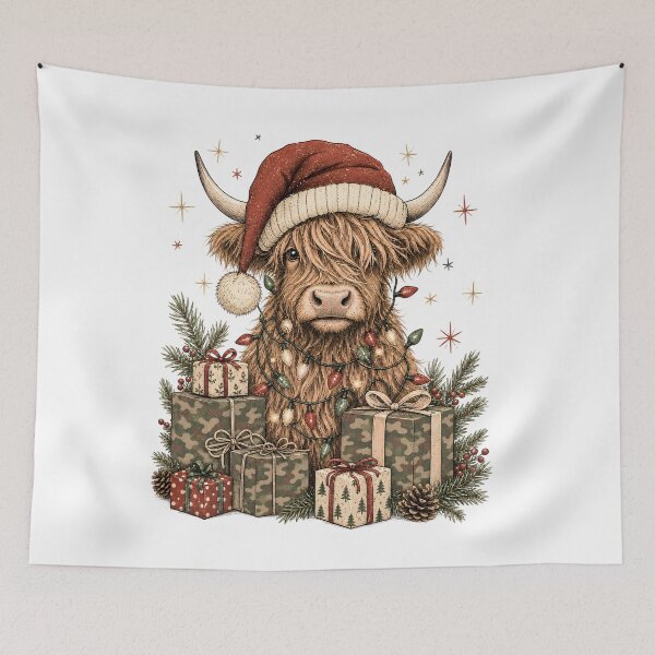 Item preview, Cow Merry Christmas Highland Cow Lights designed and sold by DYAFLK.