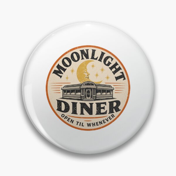 Item preview, Moonlight Diner Open Til Whenever - Retro Diner Badge Design designed and sold by Uglyandcute.